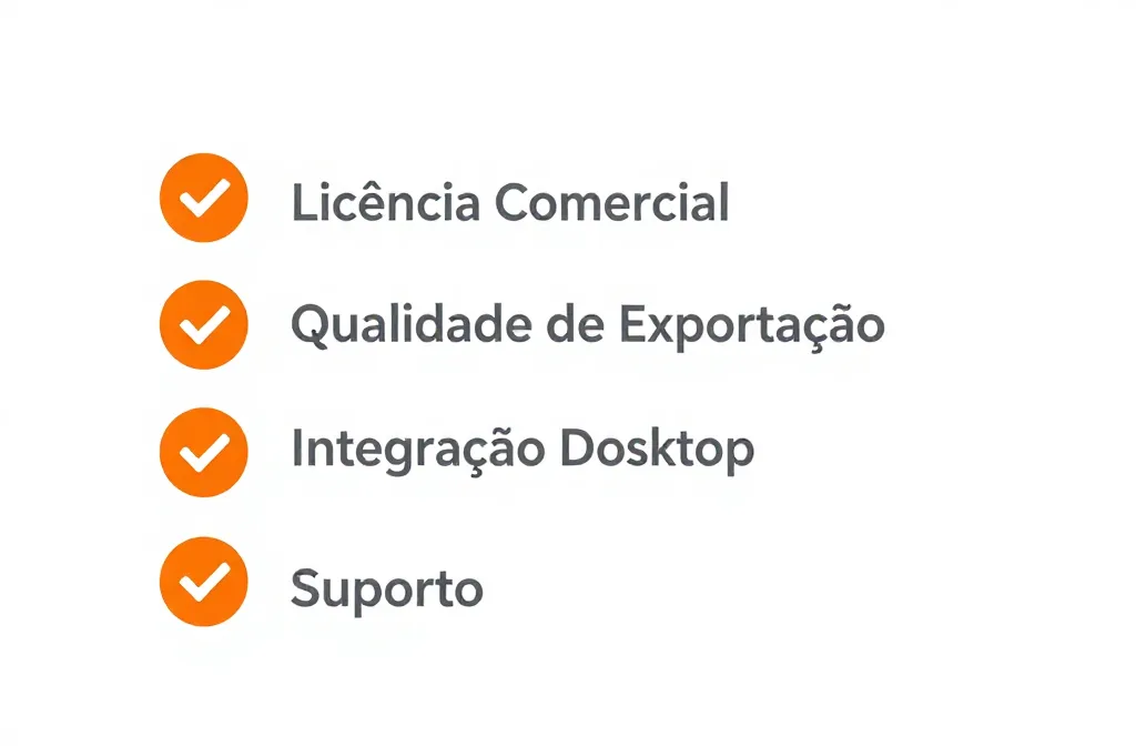 Checklist visual de critérios para avaliar apps profissionais de arquitetura