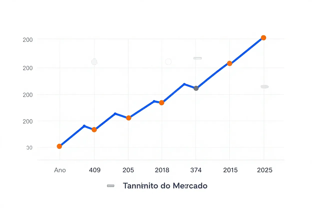 Gráfico de linha mostrando crescimento do mercado de software de design de interiores