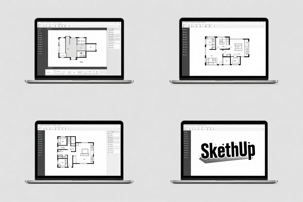 Comparativo de interfaces de diferentes ferramentas de planta baixa gratuitas
