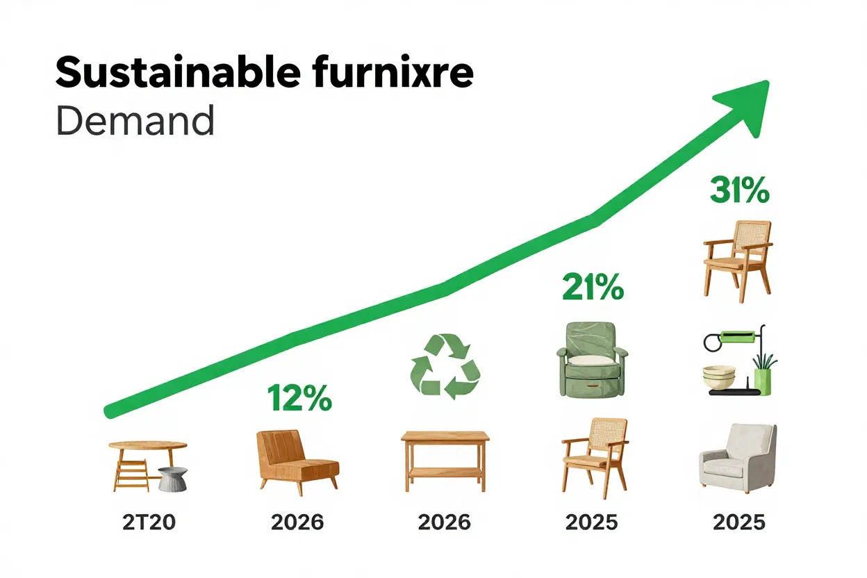 Infográfico mostrando crescimento da demanda por decoração sustentável no Brasil