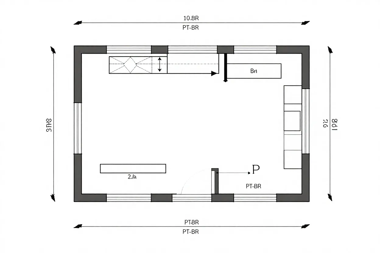 Exemplo de linha de cota em planta baixa com explicação visual de como ler medidas