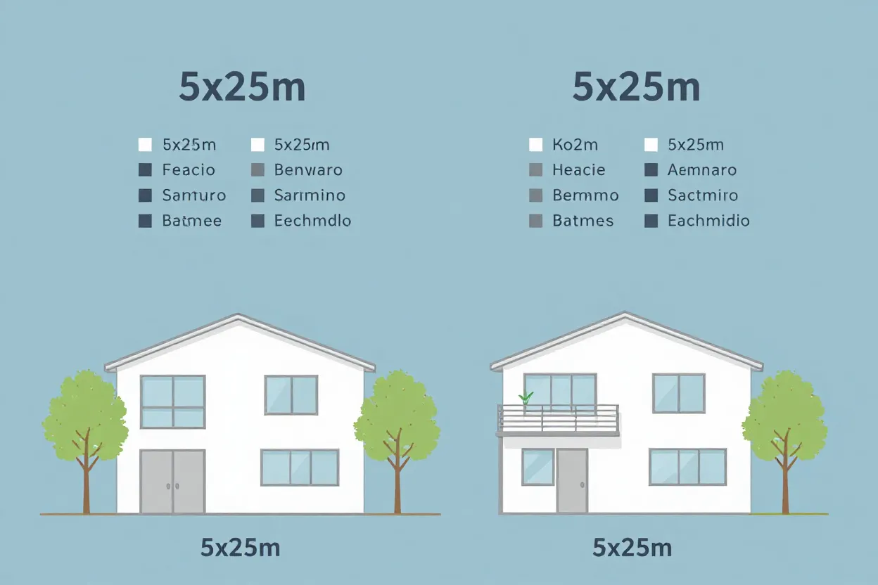 Comparativo de aproveitamento de área entre casa térrea e sobrado em terreno estreito