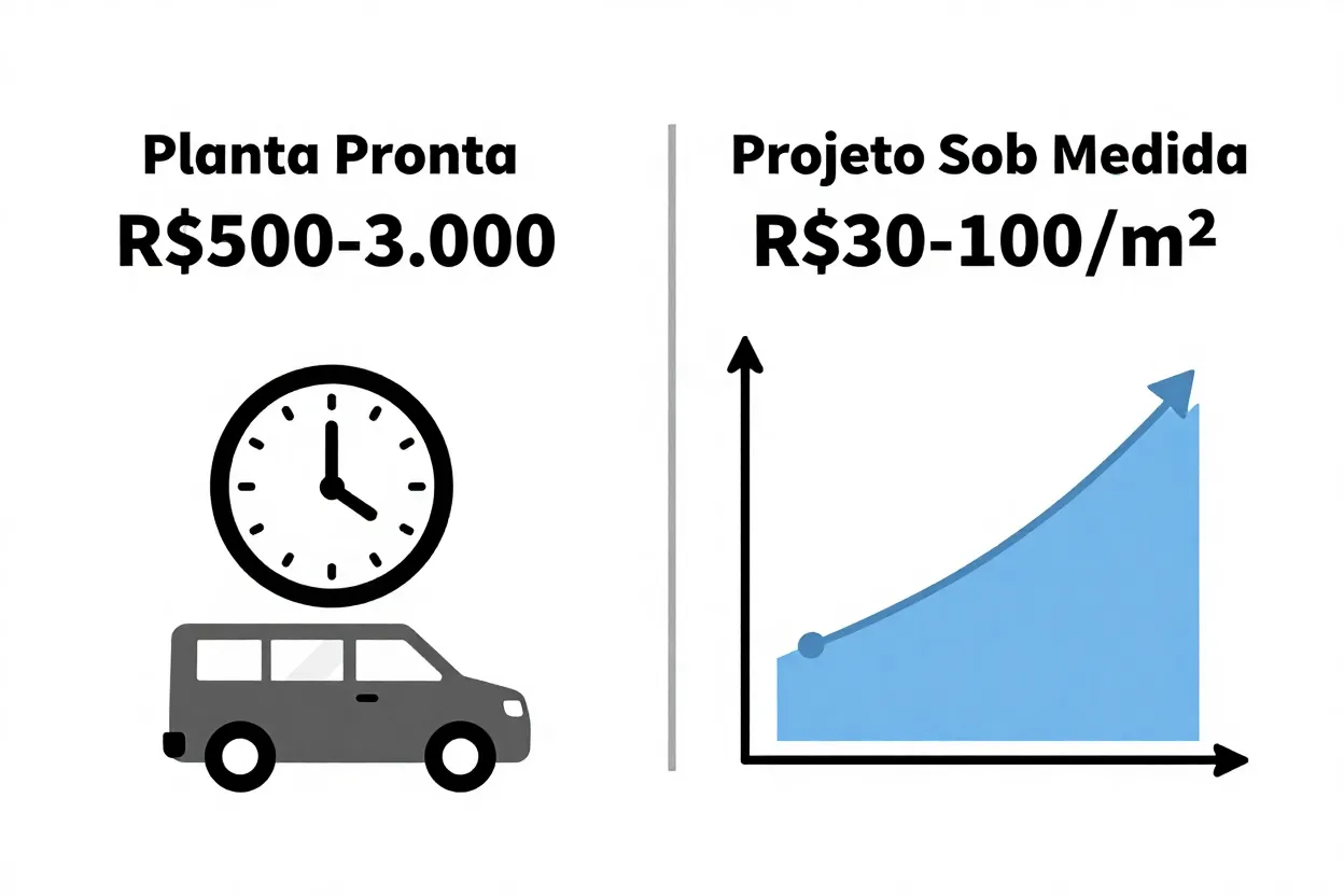 Comparativo de custo entre planta pronta e projeto personalizado