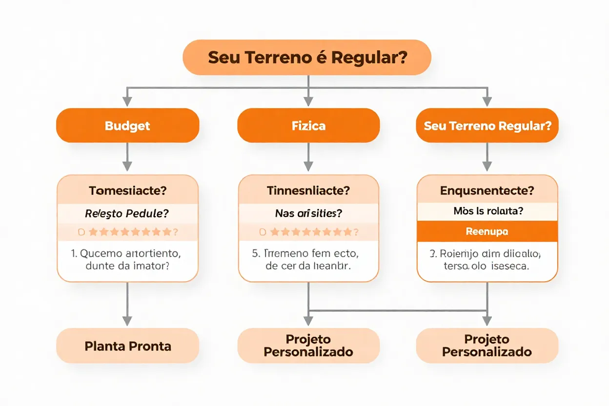 Fluxograma de decisão para escolher entre planta pronta e projeto personalizado