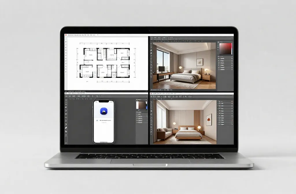Grid comparativo mostrando interfaces de quatro simuladores de ambientes diferentes