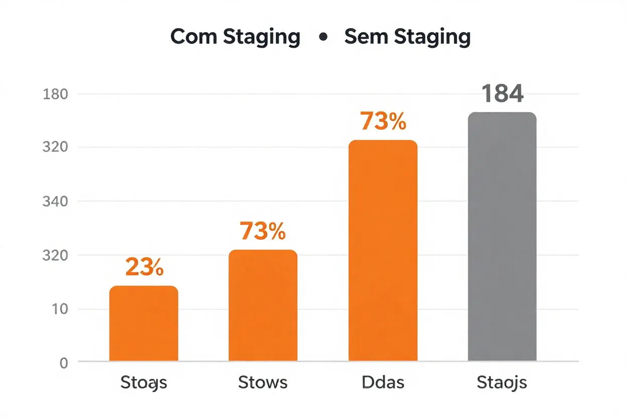 Gráfico de barras comparando tempo de venda de imóveis com e sem staging